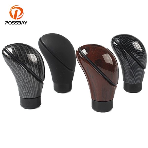 

possbay universal car gear shift knob carbon fiber/wooden/red/blue/yellow gear stick shift knob cover automobiles accessories