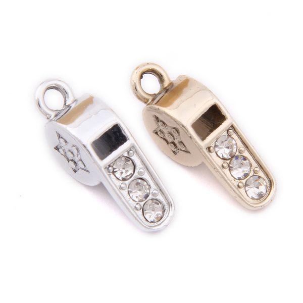 

bulk 100pcs/lot 8*20mm, crystal whistle charms pendant diy charm, good for jewelry accessories ing, Bronze;silver