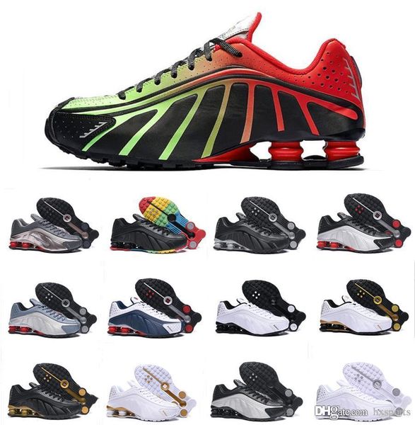 

shox r4 designers mens running shoes neymar og triple black white racer blue comet red mens trainers fashion sports sneakers, White;red