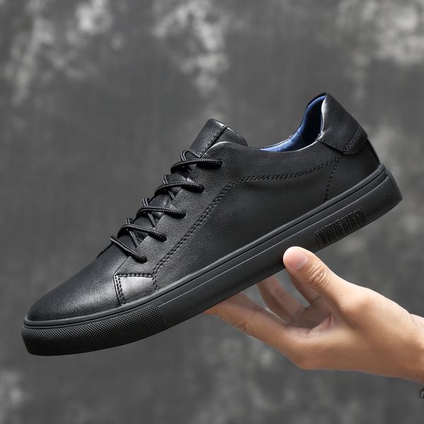 

spring 2019 leather men's shoes men's casual shoes leather men, Black