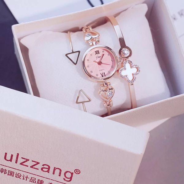 

3pc set ulzzang style women watches fashion party ladies creative design bracelet watch luxury relojes mujer 2018 relogios c19041202, Slivery;brown