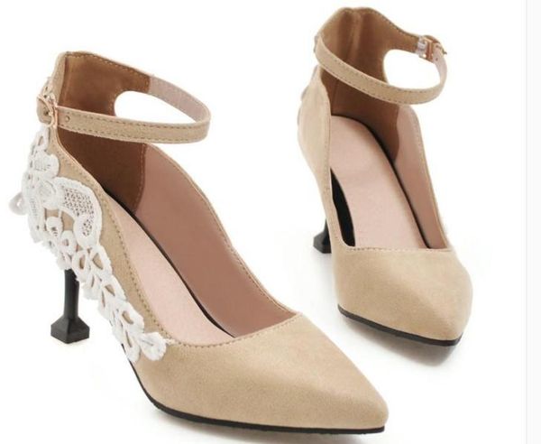 

women's shoes spring and autumn fashion heel pointed end suede @zehnm04, Black