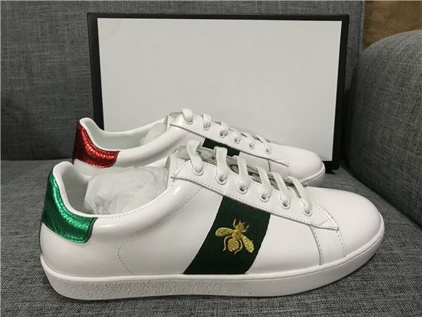 

discount lady fashion men women casual shoes italy designer sneakers shoes leather green red bee embroidered black tiger 35-46