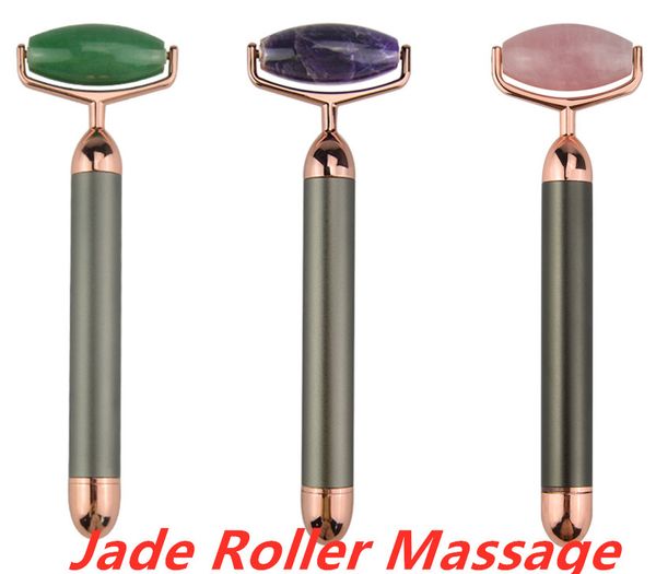 

amazon massage device skin care tools jade roller green pink purple jades rod face spa electric vibrate massager shaker