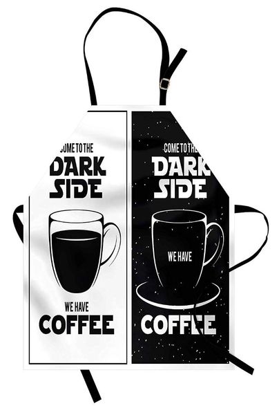 

galaxy apron come to the dark side we have coffee funny quote space clash between black white women men kids kitchen pinafore