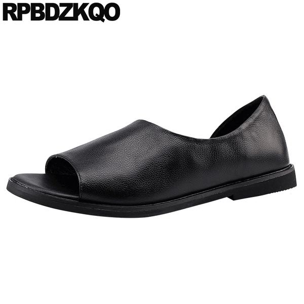 

2019 flat native summer open toe black slip on genuine leather casual italian sandals shoes men high quality
