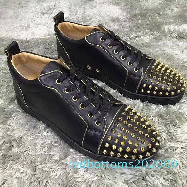 

low red bottom sneakers for men luxury black leather&spikes fashion casual mens womens shoes 2019 designer leisure big 32 r09