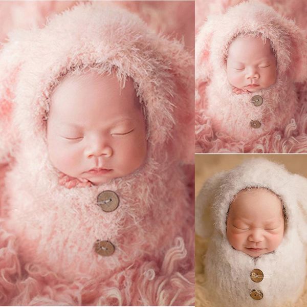 

dvotinst newborn baby pgraphy props cute hairy bonnet bear doll soft wrap 3pcs set fotografia studio shoots p props