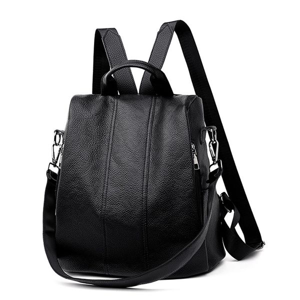 

women's mochila soft pu leather backpack shoulder bags for women anti theft bagpack sac