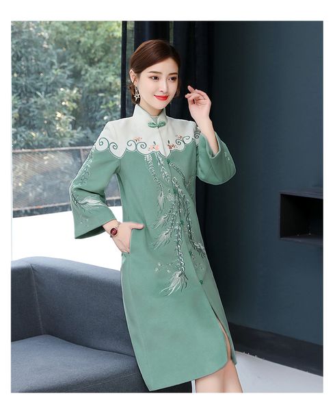 

new arrival women classic cheongsam floral elegant evening party dress traditional mandarin collar chinese qipao dresses for women, Black;gray