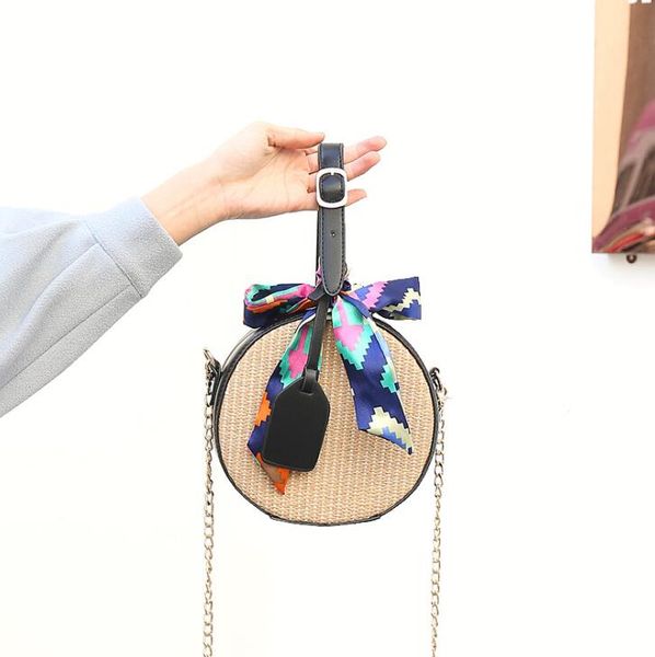 

2020 women shoulder bags braided crossbody bag chain round bag with ribbons ph-rg2061842