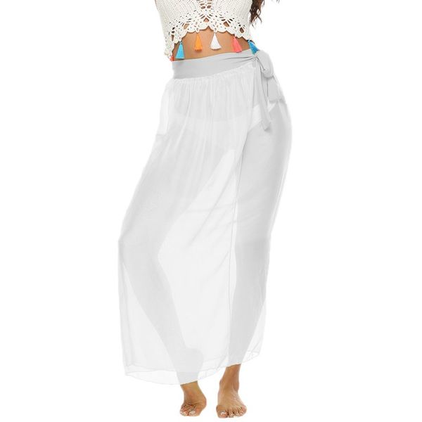 

european and american skirt women's one-piece strap beach skirt chiffon light sheer, Black