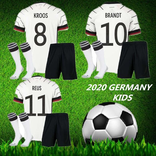 

2020 germany soccer jerseys kids kit + socks kroos reus home child boy girl clothes gotze hummels werner 2020 germany kids fußball hemd, Black