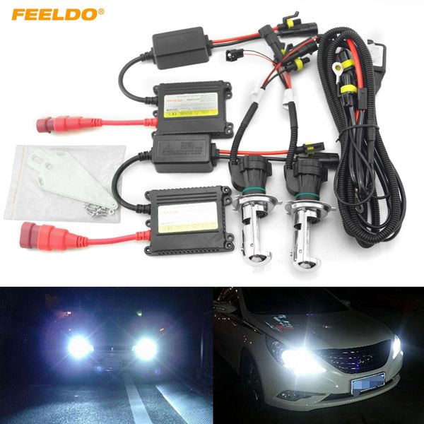 

feeldo 4sets 35w dc12v car headlight h4 xenon bulb hi/lo beam bi-xenon bulb light slim ballast hid kit #fd-4481