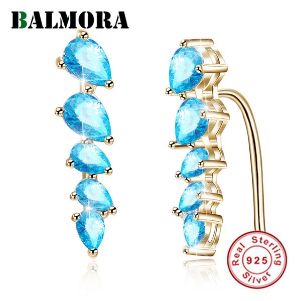 

balmora new arrival authentic 925 sterling silver beautiful zircon stud earrings for women girl fashion earrings jewelry ptee026, Golden;silver