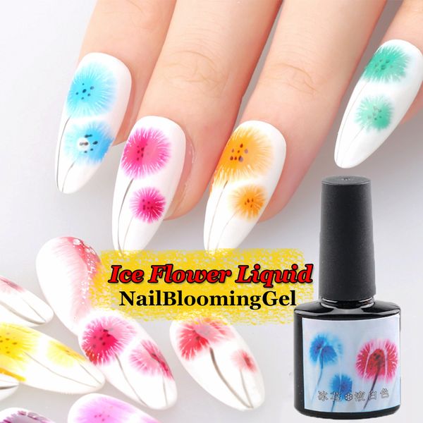 

1pc 7ml ice flower liquid nail polish blossoming gel watercolor ink smoke effect smudge bubble diy varnish manicure nail art decor, Red;pink