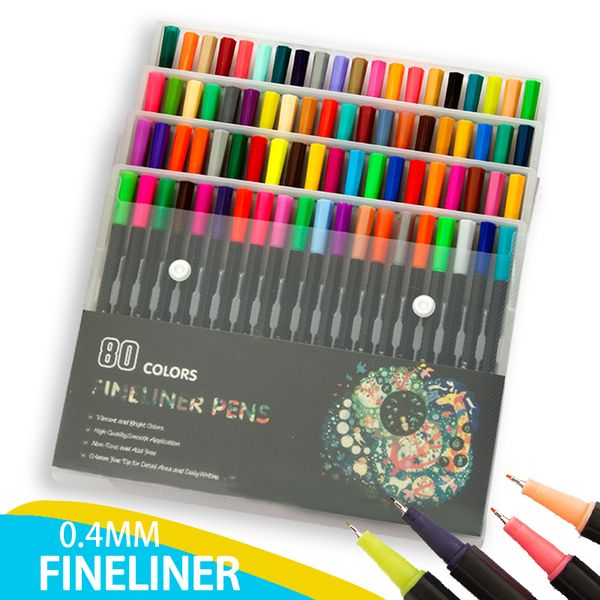 

80 colors 0.4mm tip black fineliner sketching pens