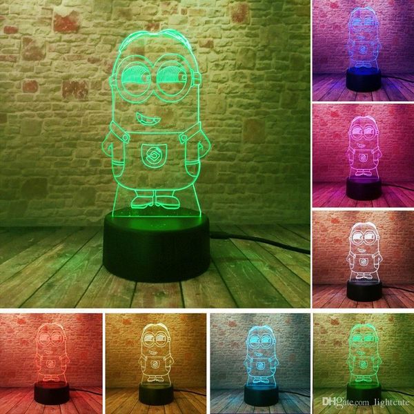 

Новизна 3D Minions Night Light LED Настольная лампа сенсорный стол Освещение Красочный Для Д