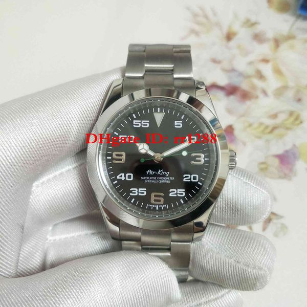 

watch air king 116900 3 6 9 39mm black dial asian 2813 automatic movement stainless steel sapphire mens watches, Slivery;brown
