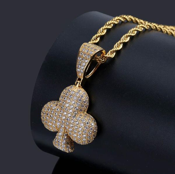 

hip hop playing card 4 colorful personalized pendant gold plated micro inlaid with zircon men and women, Silver