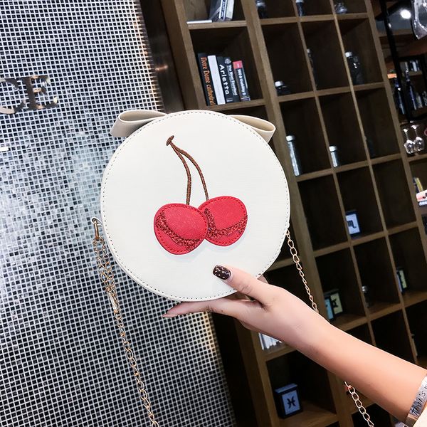 

women's new fashion pu cherry small round bag chain cross-body shoulder bag