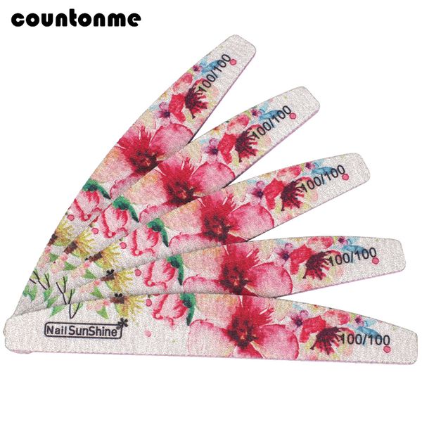 

5pcs colorful flower nail file 100/100 professional nail buffer for manicure acyclic art tips diamond washable thick files