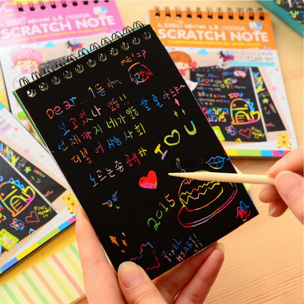 

magic color rainbow scratch paper notebook diy drawing board kids craft toys coloring pages books for children painting doodle