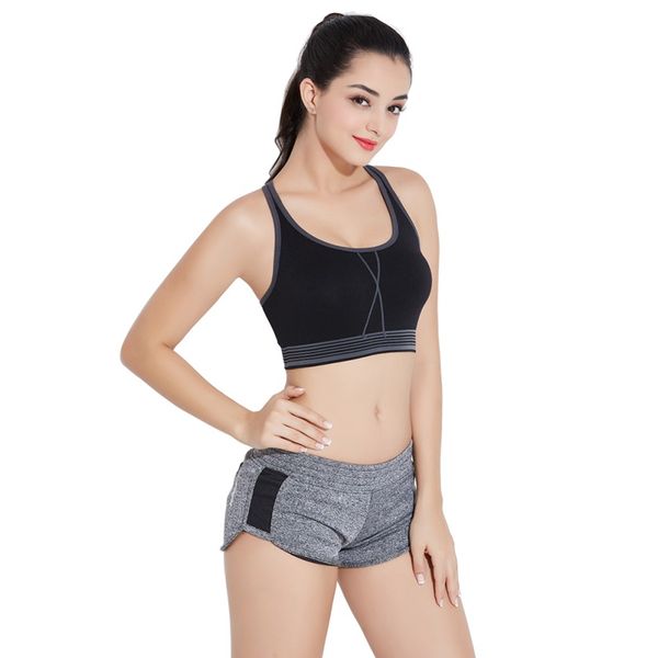 

women sports bra female yoga stretch athletic brassiere push up bras tank seamless padded running, White;black