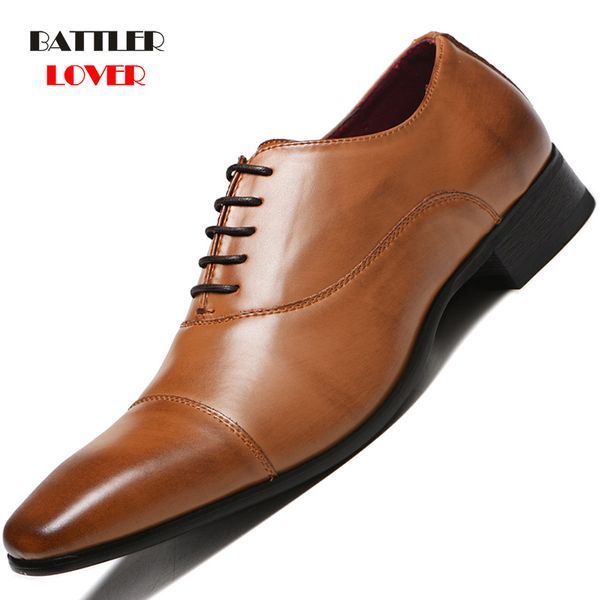 

2019 men formal shoes genuine leather business casual shoes men dress office luxury male breathable oxfords, Black