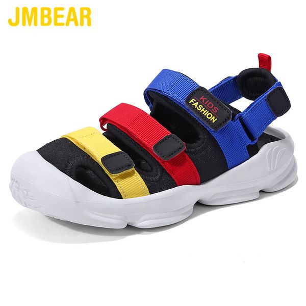

jmbear children's shoes fashion color matching ribbon children's sandals summer new non-slip outdoor beach shoes, Black;red