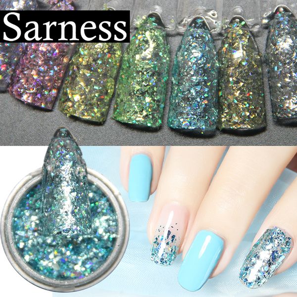 

sarness holographic nail decorations neon crystal nail glitter pigment super shine unicorn sequins art glitter set, Silver;gold