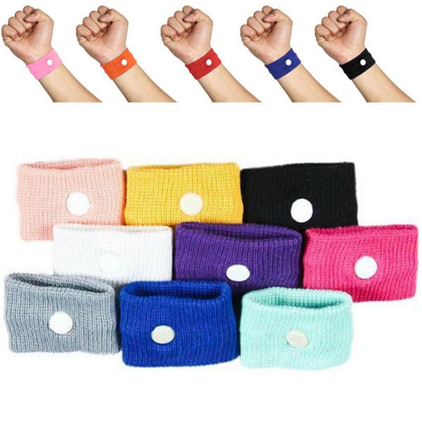 

1pc cotton adjustable travel reusable wrist band anti nausea cute wristbands sickness car motion sea sick ship plane, Black;red