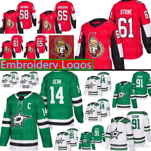 

New Dallas Stars 14 Jamie Benn 91 Tyler Seguin Jersey Mens Ottawa Senators 61 Mark Stone 65 Erik Karlsso 68 Mike Hoffman Hockey Jerseys