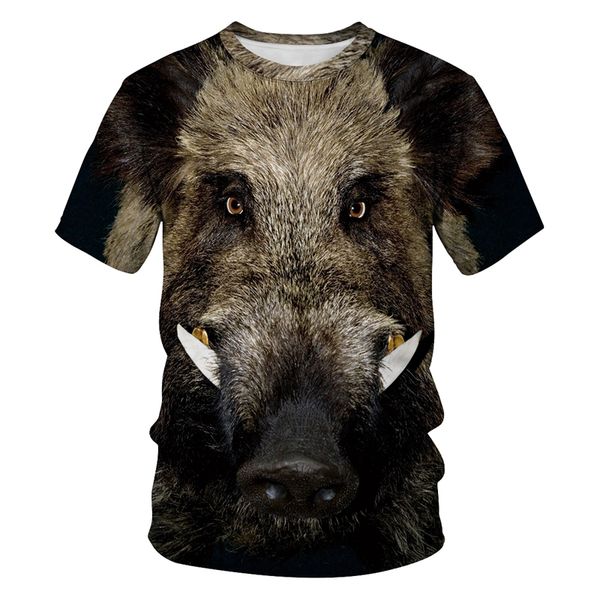 

novelty animal wild boar t shirts men women short sleeve tee shirt homme plus size summer camisetas hombre dropship, White;black
