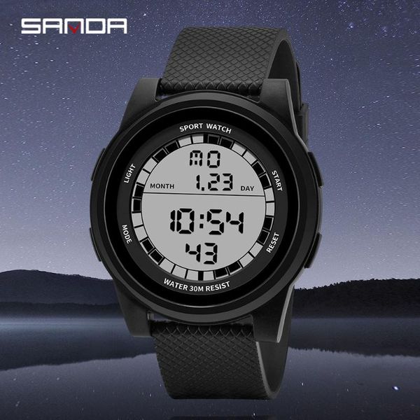 

sanda fashion outdoor sport watch men multifunction watches alarm clock chrono 3bar waterproof digital watch reloj hombre, Slivery;brown