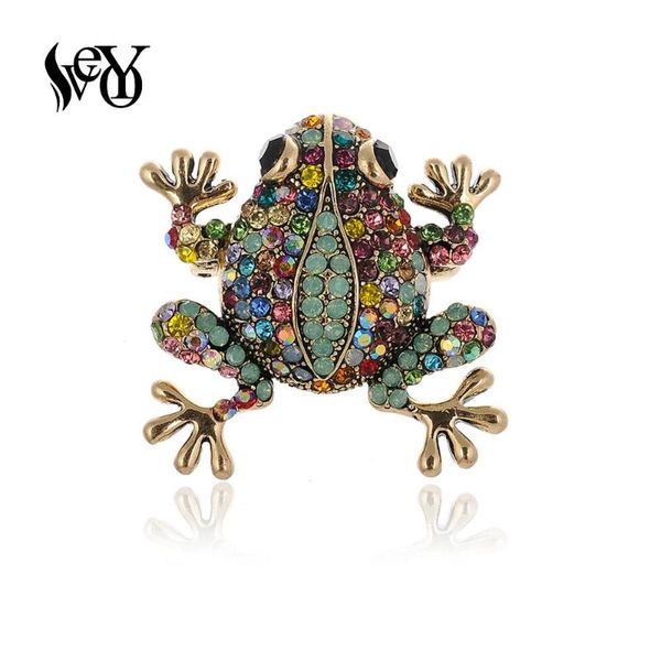 

veyo green rhinestone frog brooches glod pins lapel pin bags badge fashion jewelry gift, Gray