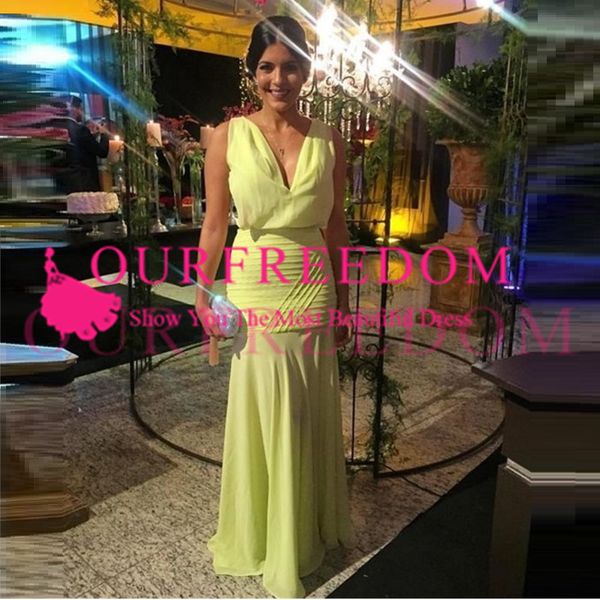 2020 Newly Sage Chiffon Floor Length Bridesmaid Dresses Sheath V