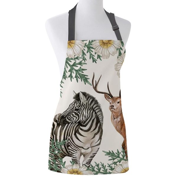 

kitchen apron sunflower deer zebra adjustable bbq bib canvas aprons for women cooking baking restaurant kids apron pinafore