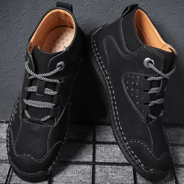 

new winter shoes men's large size 46 super warm men's boots outdoor sports shoes warm ankle plush snow boots, Black