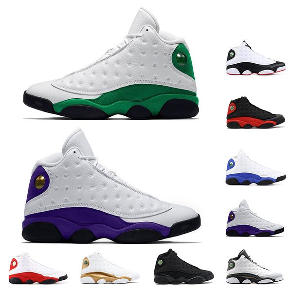 

2020 mens basketball shoes 13s lucky green court purple black cat bred hyper royal wheat 13 trainers sports sneaker shoes size 7-13