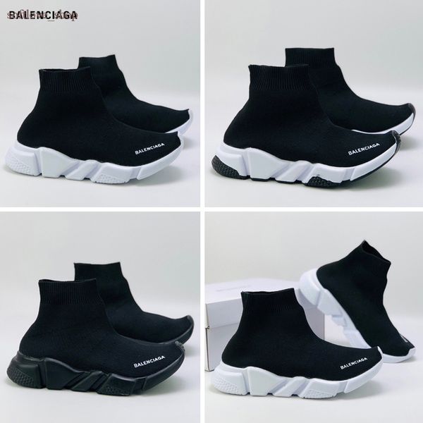 

2020 wholesale sell childrens kid sock shoes vetements crew sock runner trainers shoes kids shoes hight sneakers boot eur 24-36, Black