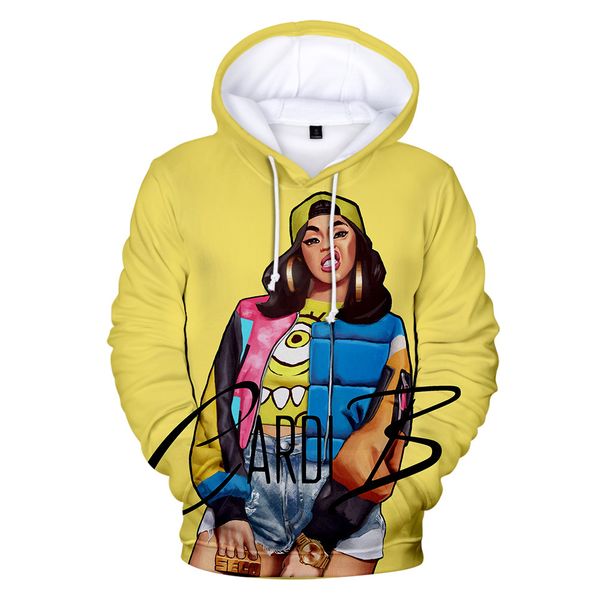 

cardi b 3d print couple sweatshirts mens womens designer hoodies winter clothing hooded fashion casual apparel, Black