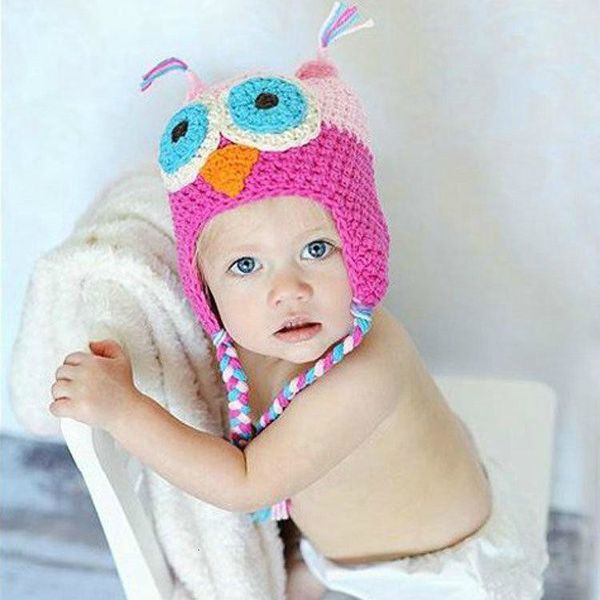 

mix colorstoddler owl crochet knit woolly earflap hat baby handmade crochet hat childrens handmade 10pcs/lot children baby accessories ba145, Yellow