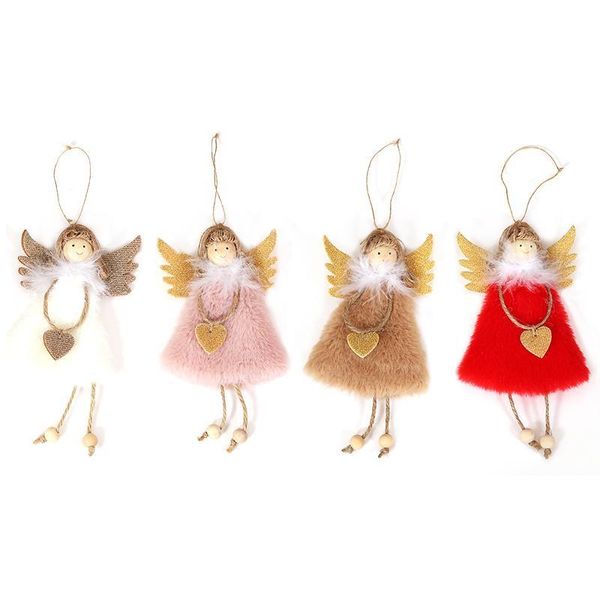 

creative xmas tree pendant elf angel doll lint cloth plush christmas home garden party ornament decoration gift for children kid