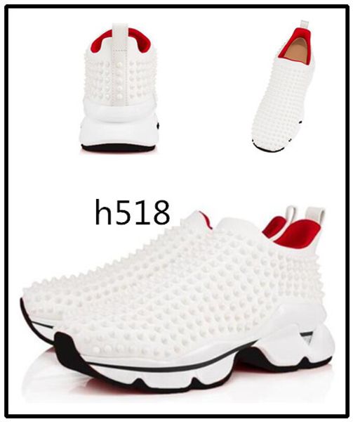 

original box designer shoes red bottoms crystal leather sneakers womens rivet spiky junior spike sock krystal donna red bottom 4, Black