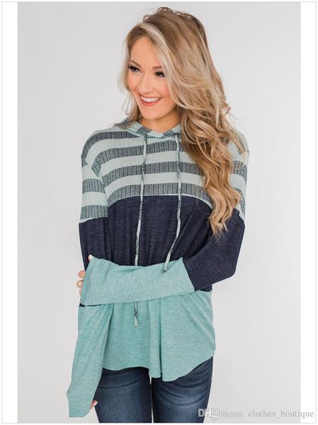 

женщины фуфайки и толстовки с длинным рукавом кулиской фуфайки цвет блока полосатый пуловер top 11colors s-2xl dhl, Black