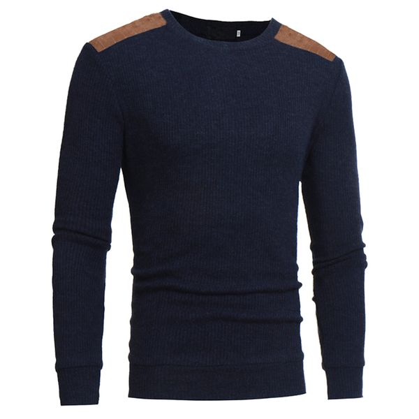 

zogaa 2019 men winter warm knitted sweater long sleeve slim casual pullover men autumn round neck patchwork quality knitted, White;black