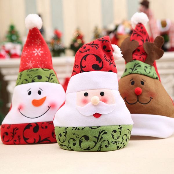 

1pc cute santa claus snowman elk christmas hats for xmas home party decoration favors cap novelty three-dimensional hats