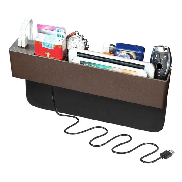 

car seat organizer 2 usb charger storage box car seat filler gap storage boxes interior accessories side pocket stowing tidying