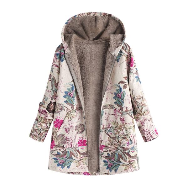 

coat women parka winter jacket plus size 5xl floral print jacket coat clothing zippers ukraine puffer chaqueta mujer, Tan;black